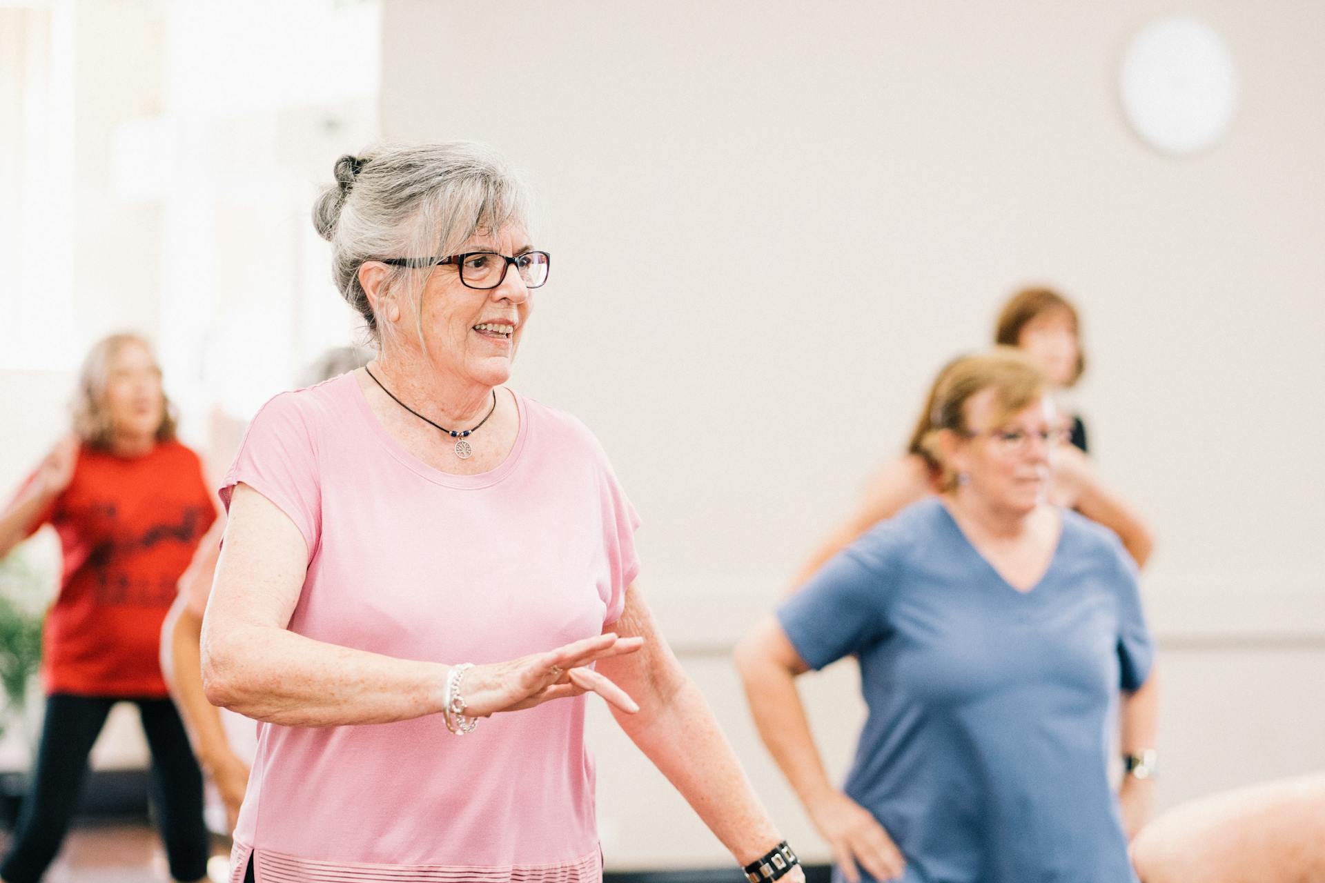 Older ladies in an exercise class